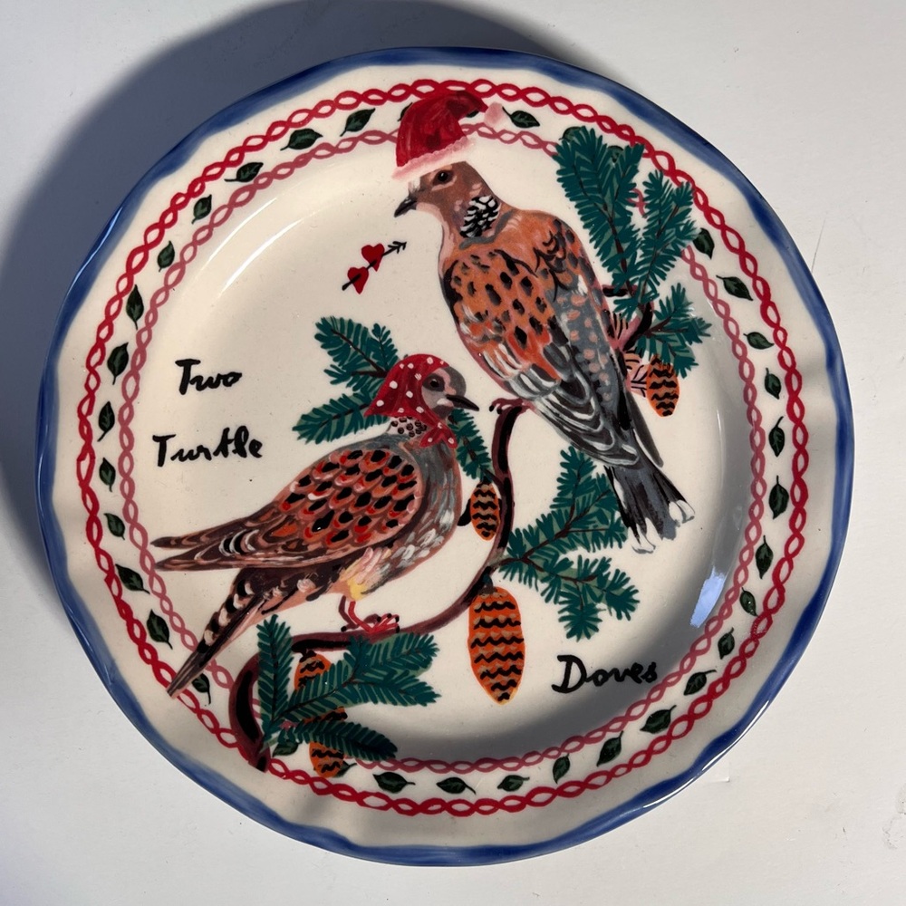 Nathalie Lete x Anthropologie Two Turtle Doves Holiday Plate